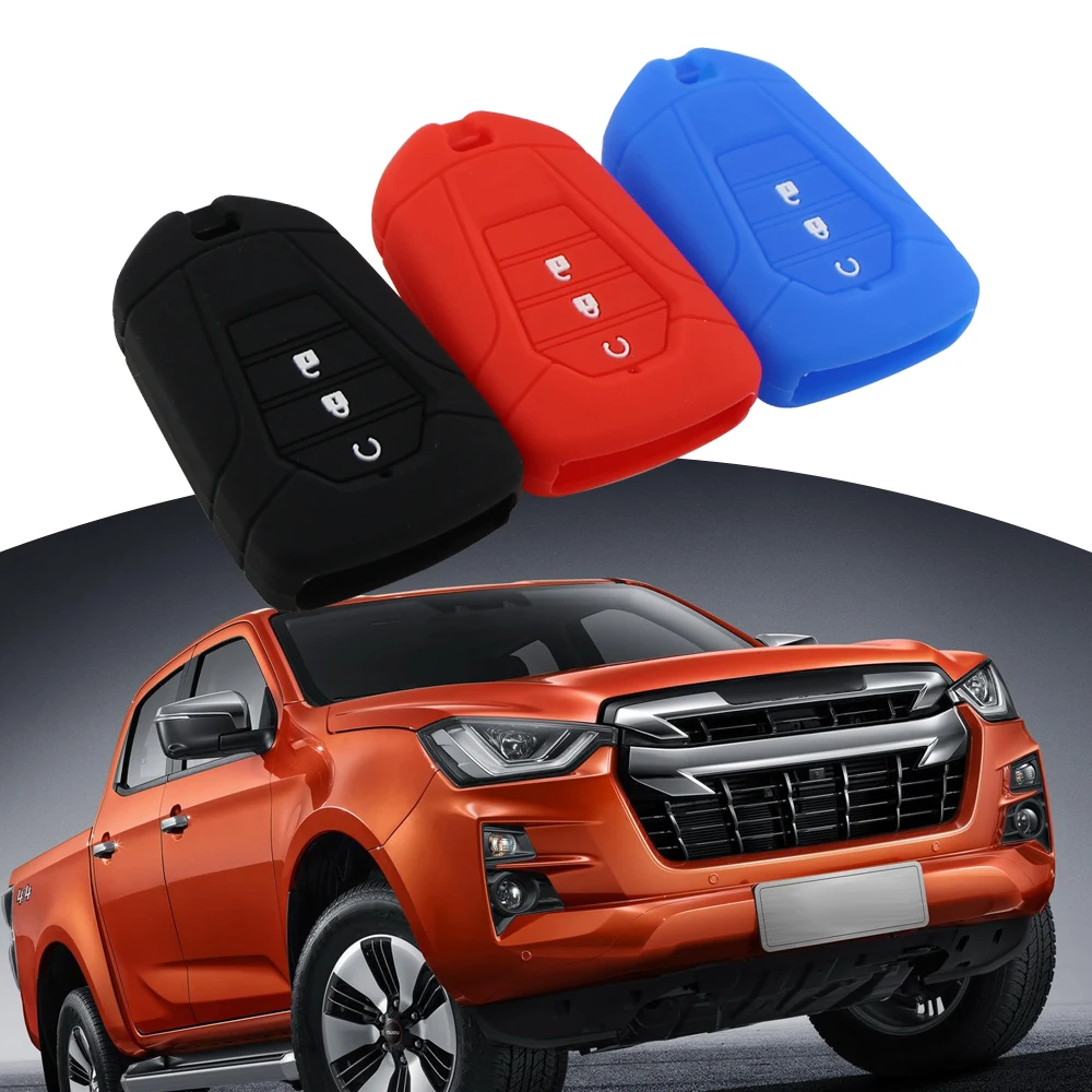 

Car Key Case for ISUZU Dmax D-max Mux 2021 2022 2023 2024 MU-X 3.0 Mux 3 Buttons Silicone Key Cover Fob Shell Holder Protector