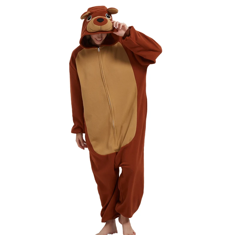 Pijamas de una pieza con cremallera de animales para adultos, ropa para el hogar con capucha de dibujos animados de otoño e invierno, se puede usar en el exterior, ropa unisex de dibujos animados