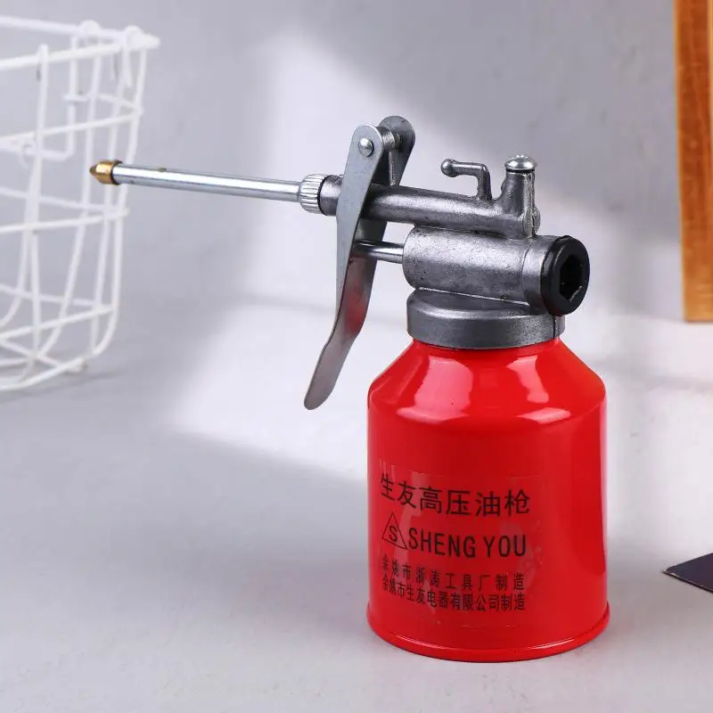 Bote de aceite de 250 ml con boquilla y bomba de pulgar, engrasador de taller de alta presión, bote de grasa para aplicaciones automotrices