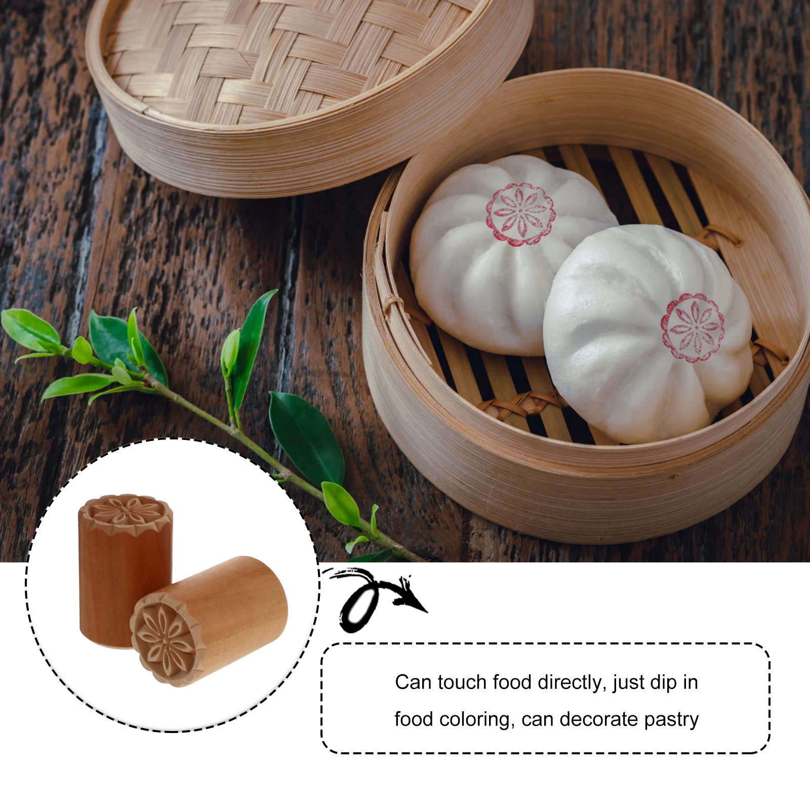 

2pcs Dough Stampers Wooden Baking Supplies For Moon Cake Bean Paste Bun Dim Sum Decoration Tools Baking Accessories Dough Seals