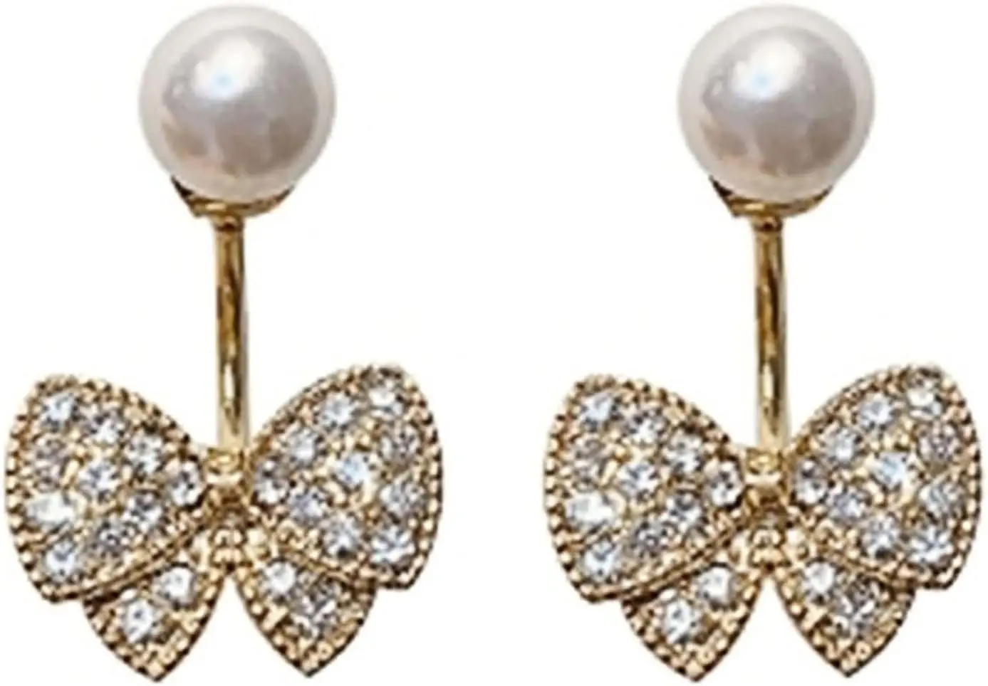 Earrings Girls Small Rhinestone Earrings Bow-knot Shape