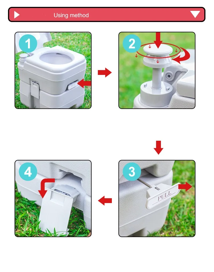 Toilet portabel berkemah, aksesori karavan perahu RV Toilet Kemah lipat portabel Toilet perjalanan portabel