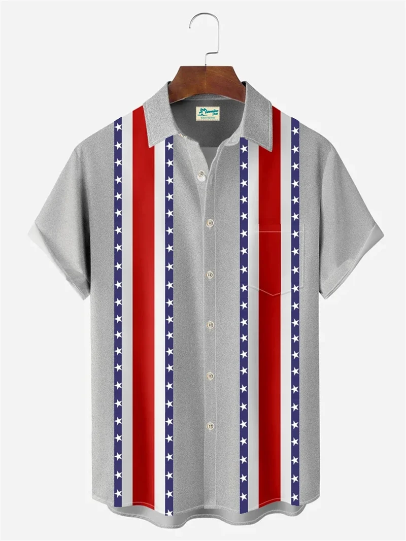 

Vintage 3D Print Men Stripe Shirts Summer Casual Classic Striped Graphic Short Sleeve Tops Unisex Button Shirt Men Beach Shirt