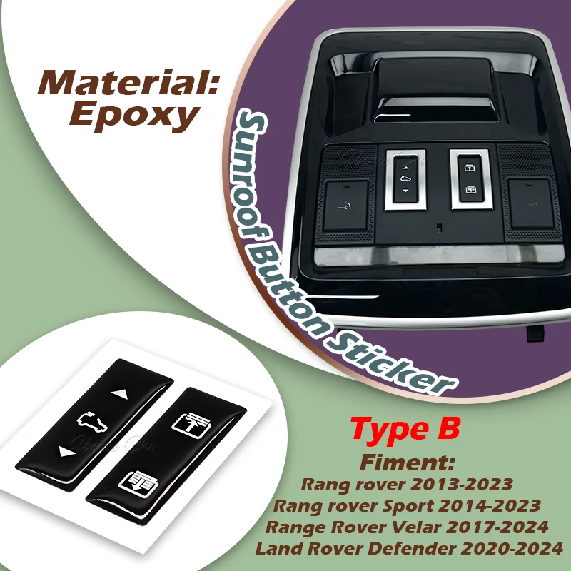 Sunroof Button Repair Sticker Kit For Range Rover Sport Velar Overhead Console Roof Button Cover Trim for Land Rover Defender