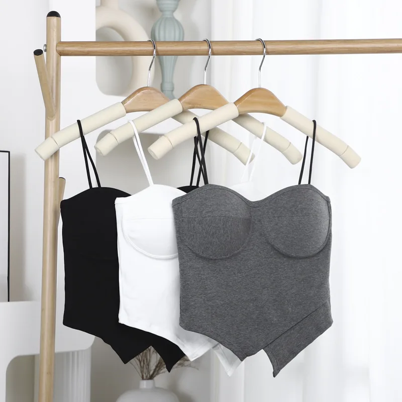 Summer New Arrival sling Sleeveless Spaghetti Strap Slim Built In Bra Camisoles for Women Chest Padded Camisole Women Tank Top