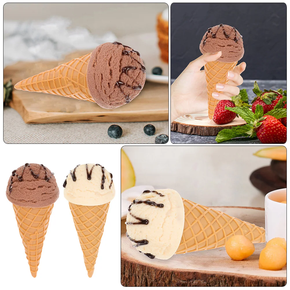 2 Pcs Simulation Cart Toy Edible Cones Bar Mold Holder Trolley Fake Food