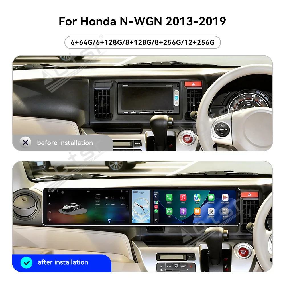 Triple Screen Android Radio For Honda N-WGN 2013~2019 Multimedia Player GPS Navigation CarPlay Auto Stereo Receiver Head Unit
