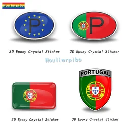 3D Gel Portugal Code P Portugal Flag Dome Flexible Car Sticker Auto Silicone Parts Hubcap Motorcycle Vinyl Waterproof Sticker