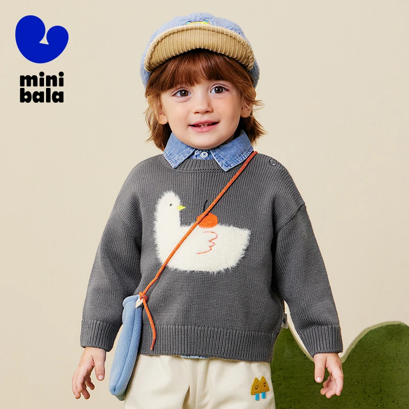 

Mini Bala Kids Sweater 2025 Winter New Pullover Layering Top for Boys and Girls