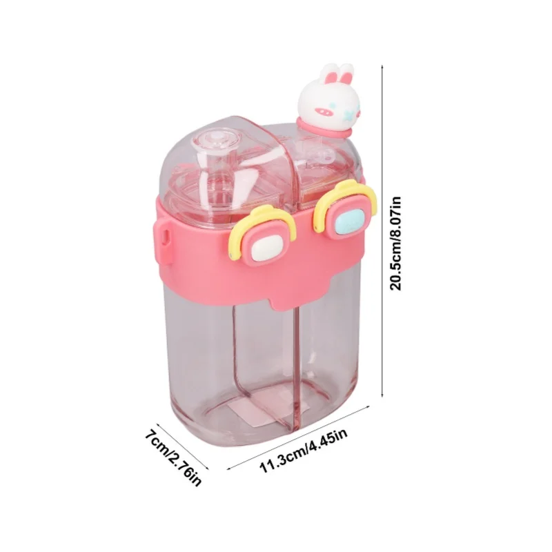 ขวดน้ำน่ารัก 780 มล. ใช้ได้สองแบบ ป้องกันการรั่วซึม ขวดน้ำคาวาอี้พร้อมหลอด สายสะพายปรับได้ สติ๊กเกอร์สีแดง