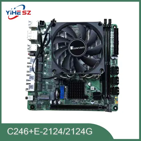 E-2124/2124G+C246 ITX NAS Motherboard 8 SATA 3.0 4 LAN I226 2.5G 2*M.2 NVME 2*DDR4 PCIE 16X NAS Board LGA1151 With Radiator