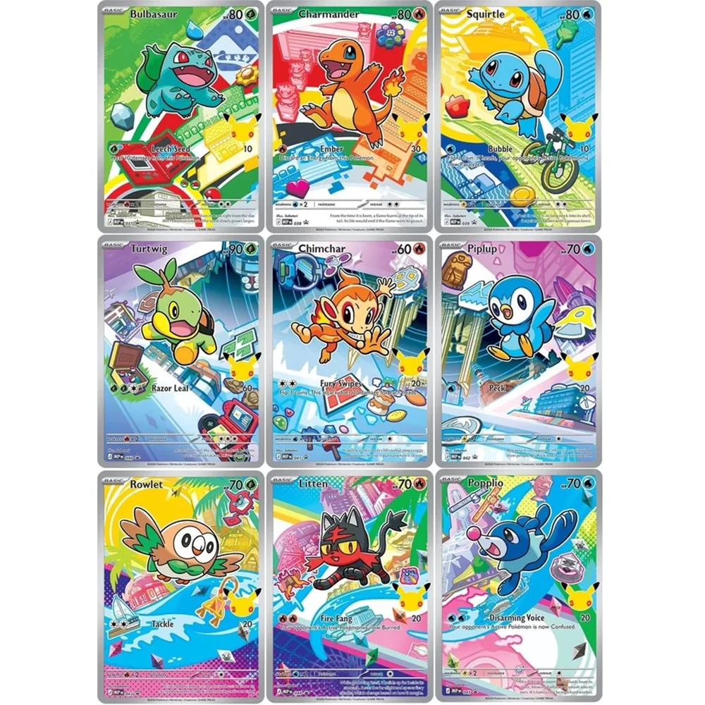 MEP PKM-Karte Charmander Squirtle etc. Erste Partnerillustration zum 30. Jubiläum Promo-Karten Replika Hobby-Sammelkarten