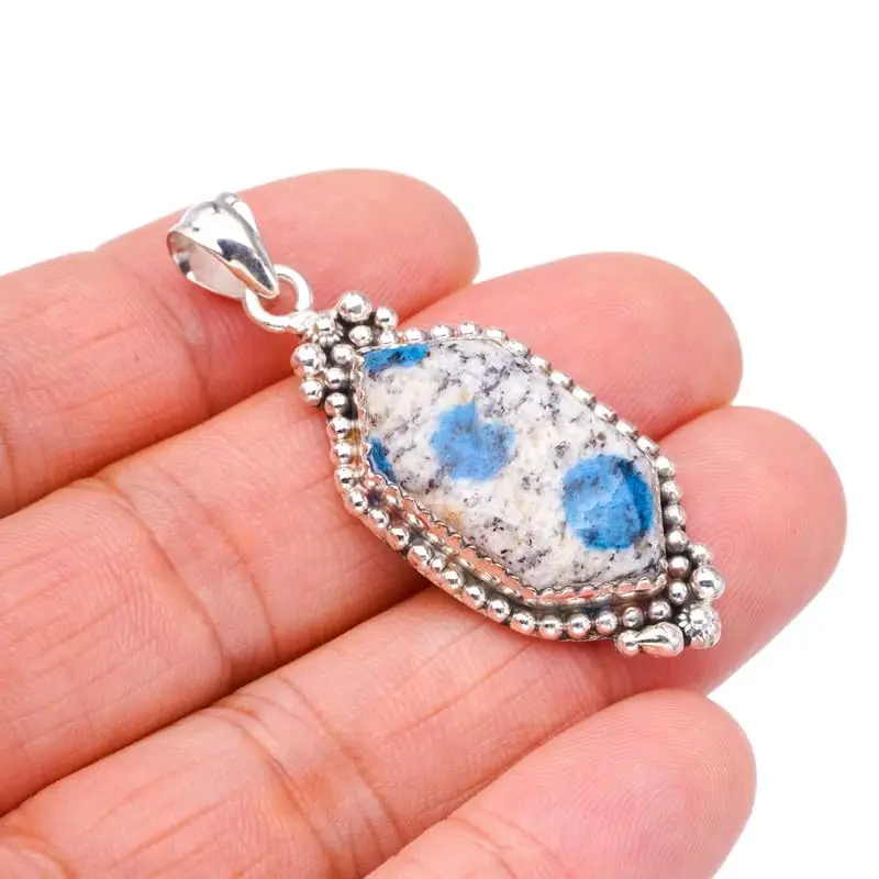 

StarGems ® Подвеска из стерлингового серебра 925 пробы ручной работы с натуральным азуритом K2, 1,75 дюйма, F3564