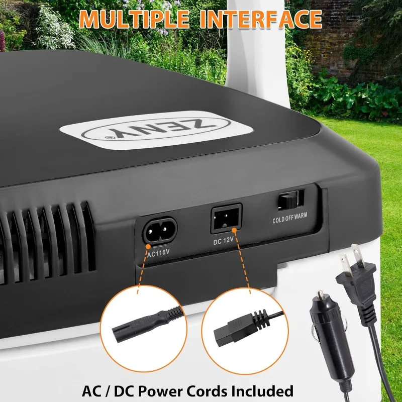 مبرد وسخان كهربائي صغير من ZENY - ثلاجة سيارة بتيار مستمر 12 فولت مع مقبض قفل تلقائي، ثلاجة سيارة محمولة بسعة 28 لترًا
