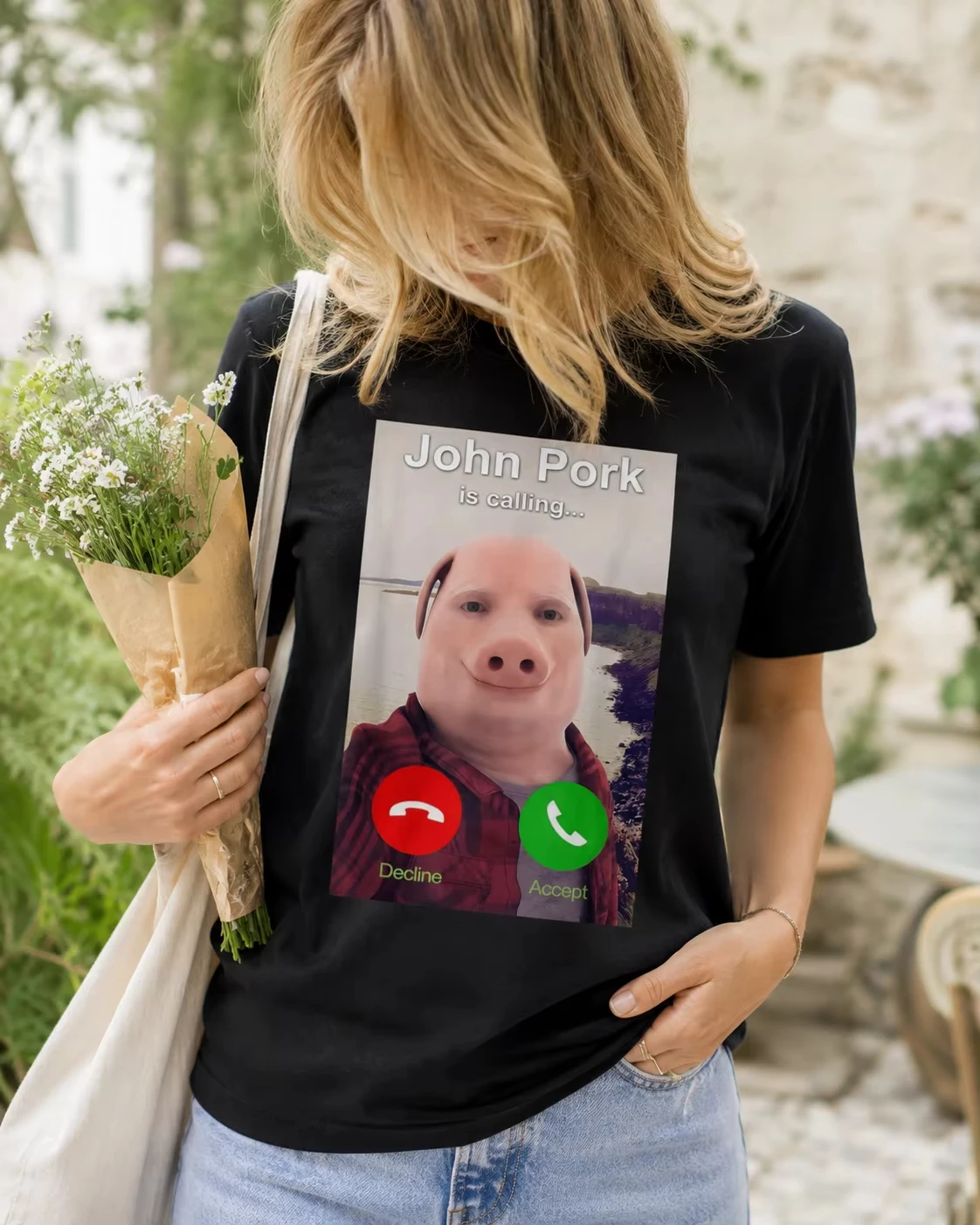 Pig Meme John Pork Is Calling Answer Call John Pork Is Calling Shirt Funny John Pork Meme Men Women T-Shirt Kawaii Y2K Clothing