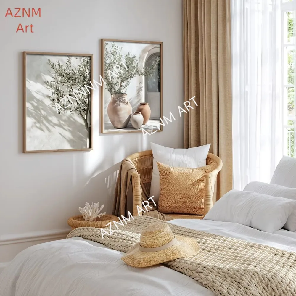 1/2 Stücke Baum Vase Wand Kunst Poster Mittelmeer Pflanze Landschaft Kunst Landschaft Einfache Landschaft Dekoration Rahmenlos