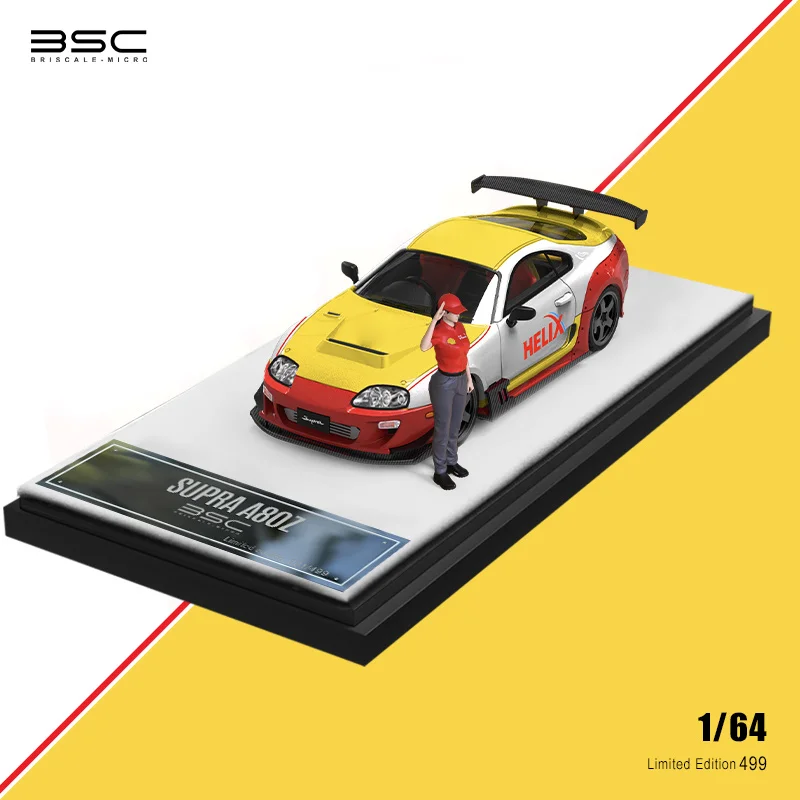 BSC 1:64 RX7 Veilside / Supra A80 Yellow White limited499 Diecast Model Car