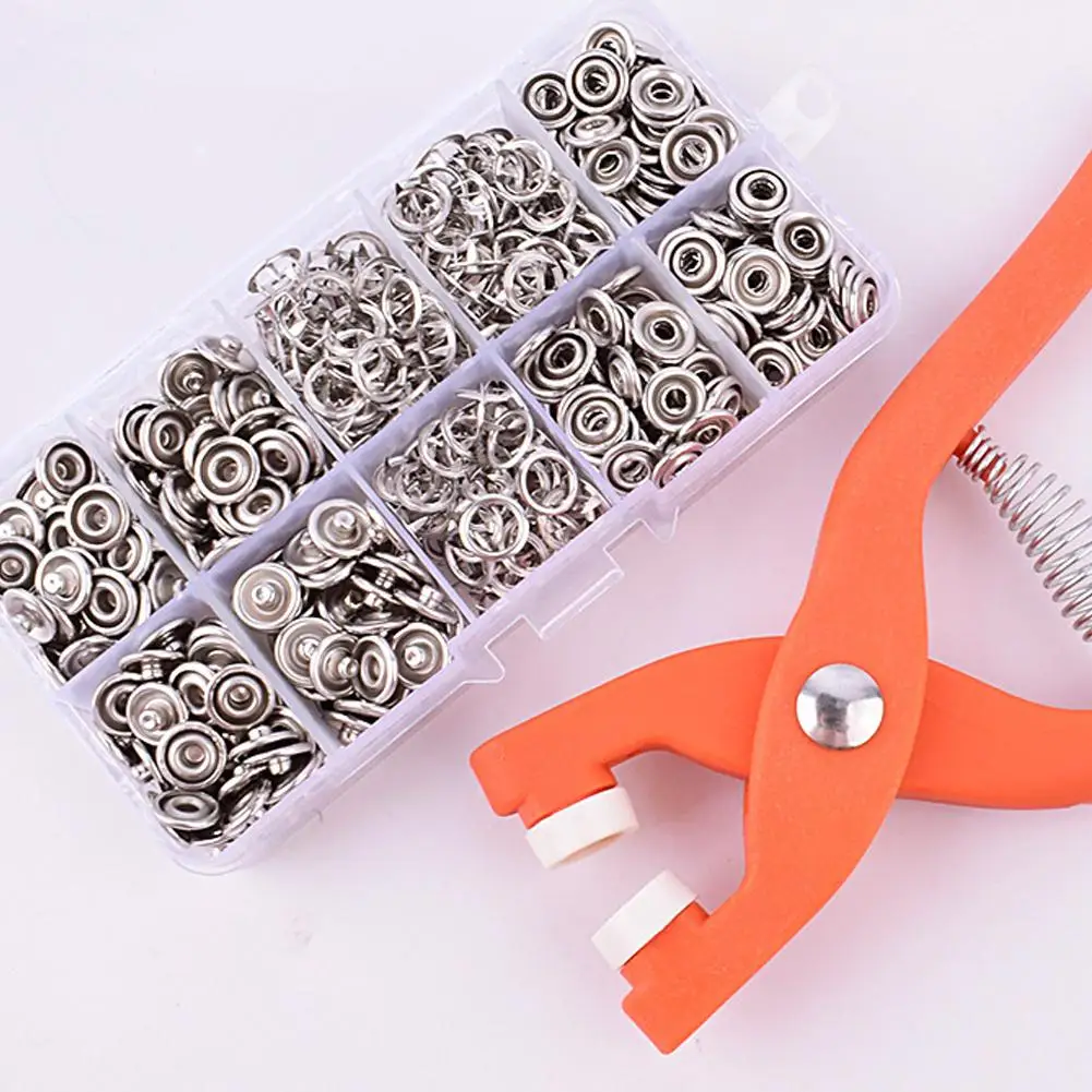 Clip Pliers WIith 50Pcs 9.5mm Metal Sewing Prong Rings Buttons Press Studs Pliers Snap For Dummy Clips Bandana Bibs Hand Tools