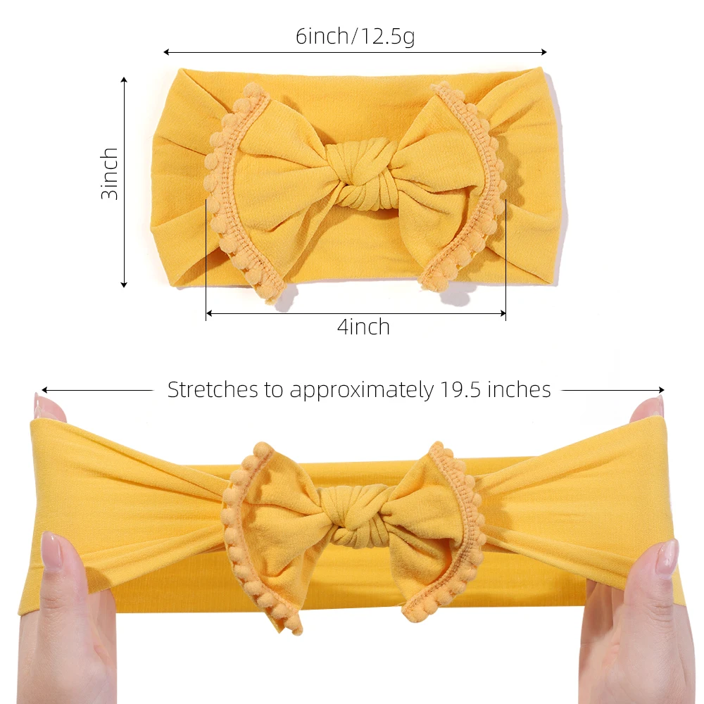 3Pcs/Lot Solid Nylon Baby Headbands Lace Flower Bow Hair Bands Newborn Donuts Headwraps Cute Fashion Kids Headwraps