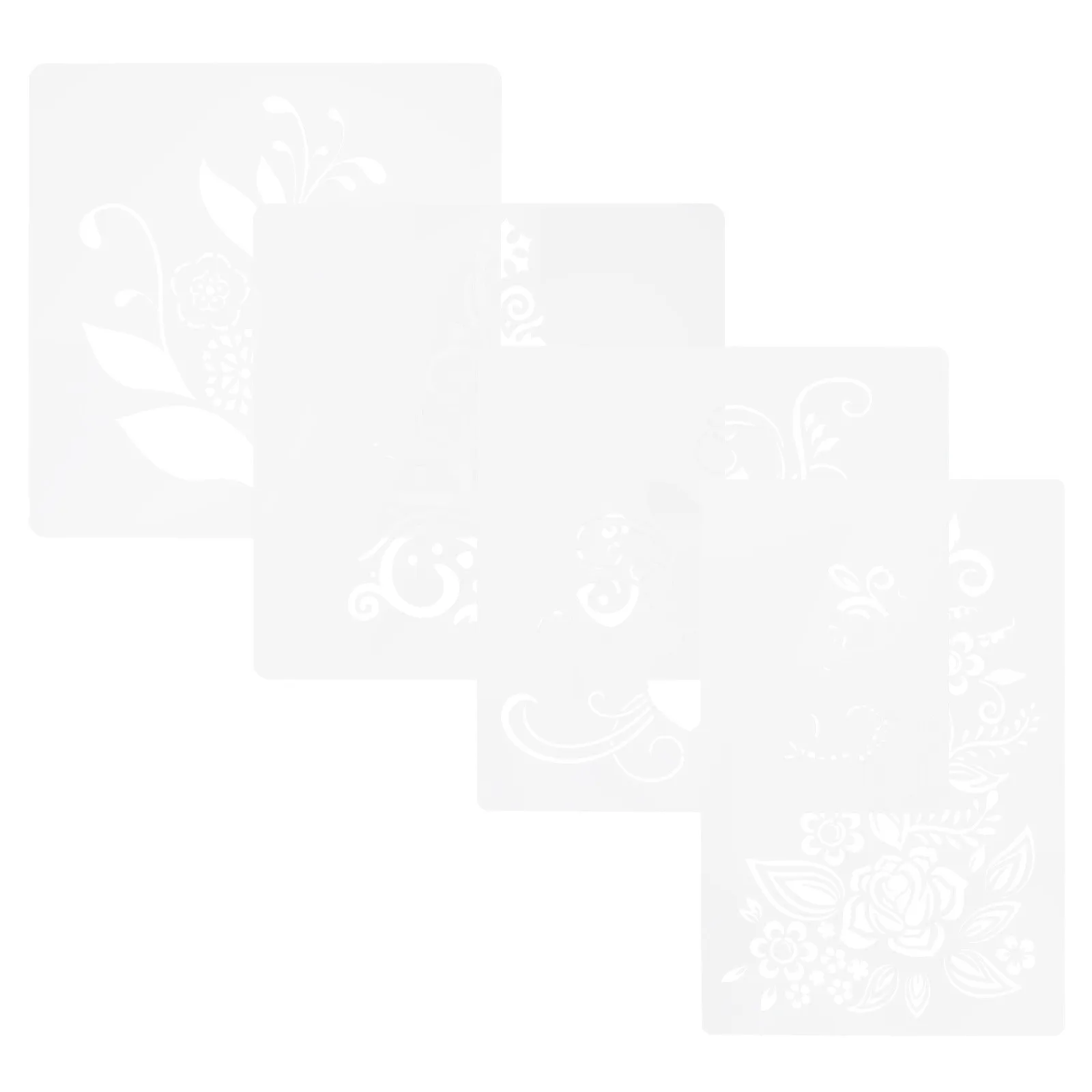 

4 Pcs Paint Wall Stencil Stencils for Crafts Reusable Floral Painting Pet Drawing Templates