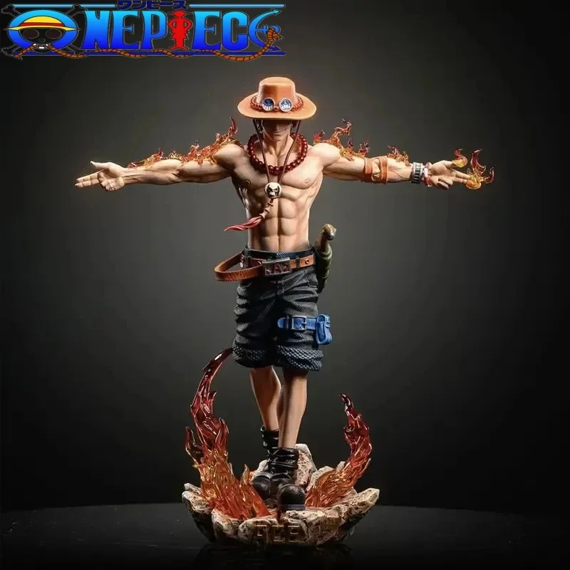 

28cm One Piece Anime Figures Ace Figure Portgas D Ace Action Figures Gk Figurine Pvc With Light Statue Model Decora Doll Gift