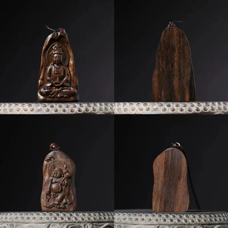 Agarwood wood carving, 46-shaped portable pendant, wooden carved craft, car hanging ornament