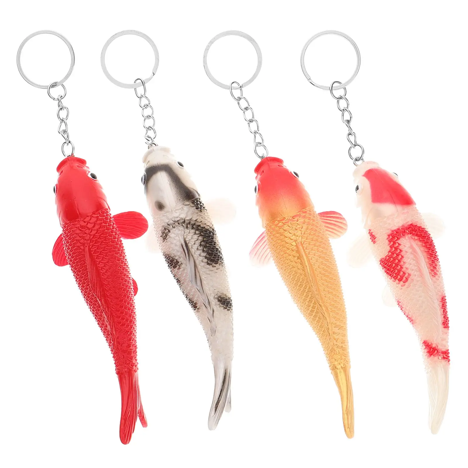 

4 Pcs Keychains Gifts Kids Tags Cool Plastic Fish Mini Goldfish Animal Models Koi Shape Party Summer Event Lifelike Design