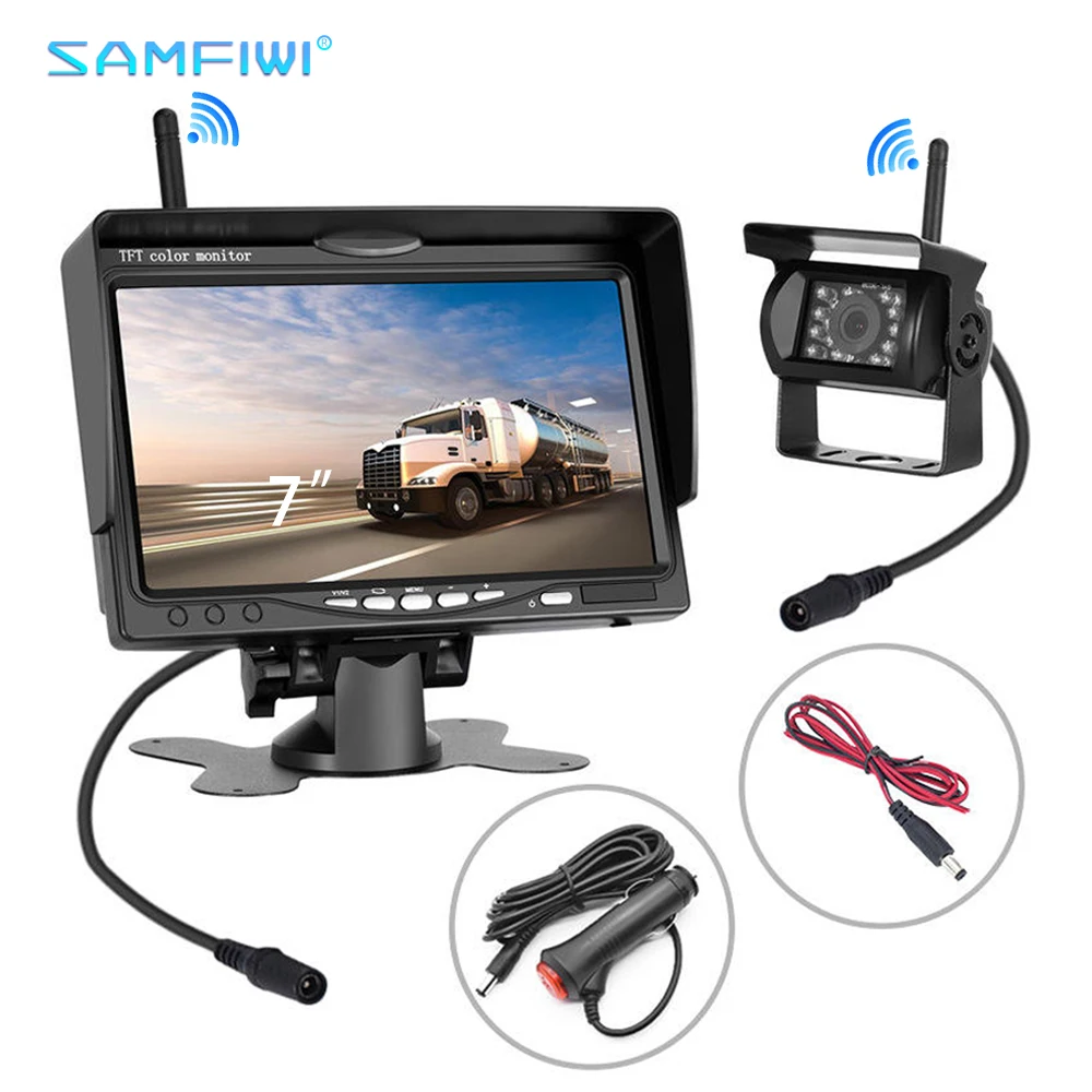 

7Inch Vehicle Monitor Car Rear View Camera 4Pin Reversing Cameras 18 IR LEDs Night Vision Waterproof 12-24v For Truck Rv Caravan