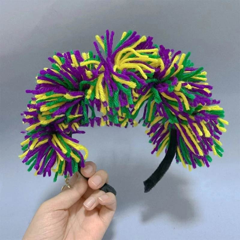 Patriotic Parades Headband for Adult Kids Three Color Pompoms Hairhoop Music Festival Props Hairhoop Cosplay Drop Shipping image 3
