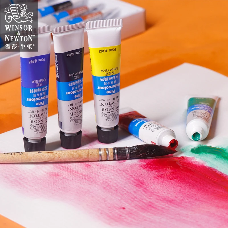 Zestaw farb akwarelowych WINSOR & NEWTON 10 ml tubularny 12/18/24/36 kolorów żywy, odporny na światło kolor przezroczysty, delikatny, gładki lakier