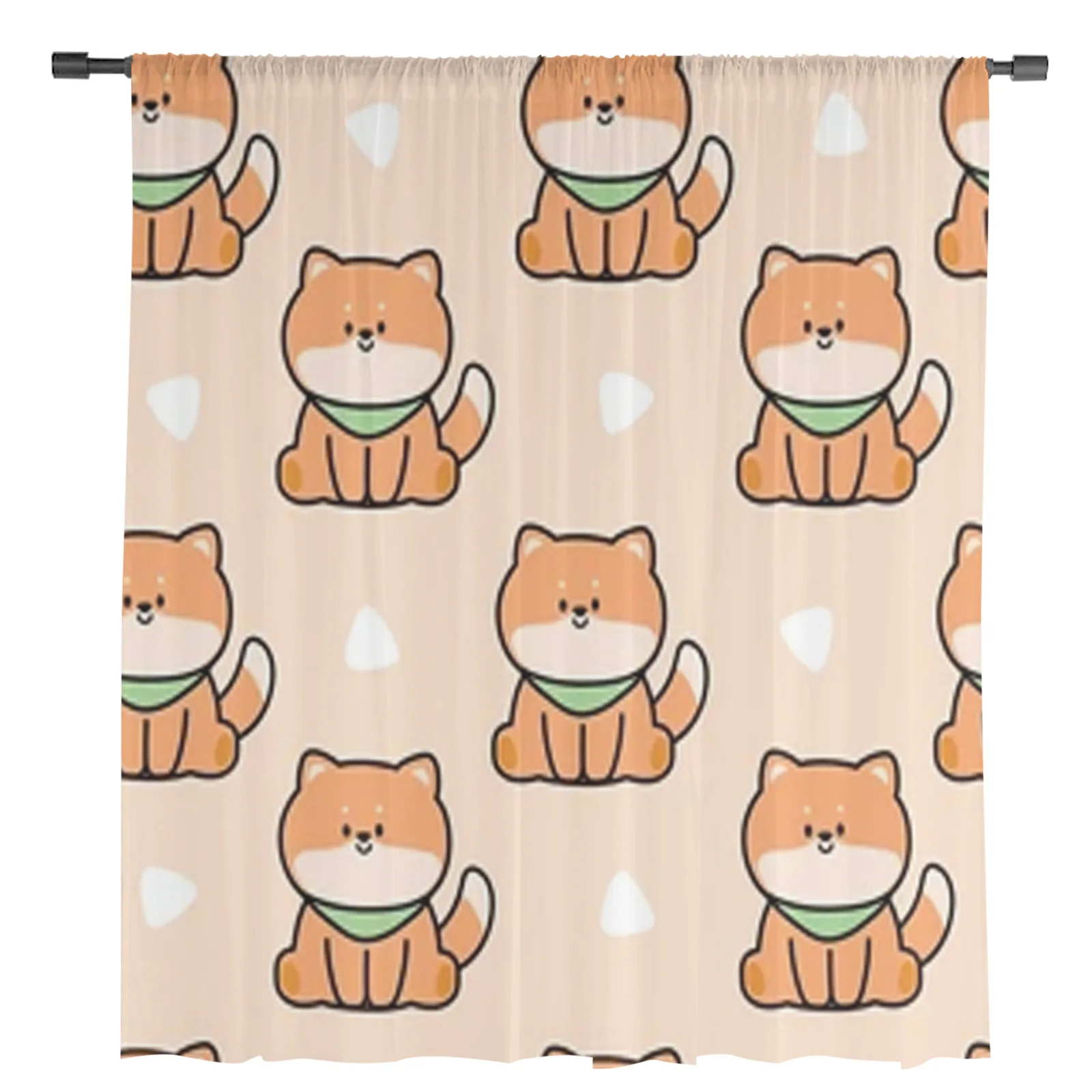 Shiba Inu Dog Cartoon Sheer Curtains Bedroom Voile Curtain Living Room Window Sheer Curtains Kitchen Tulle Drapes