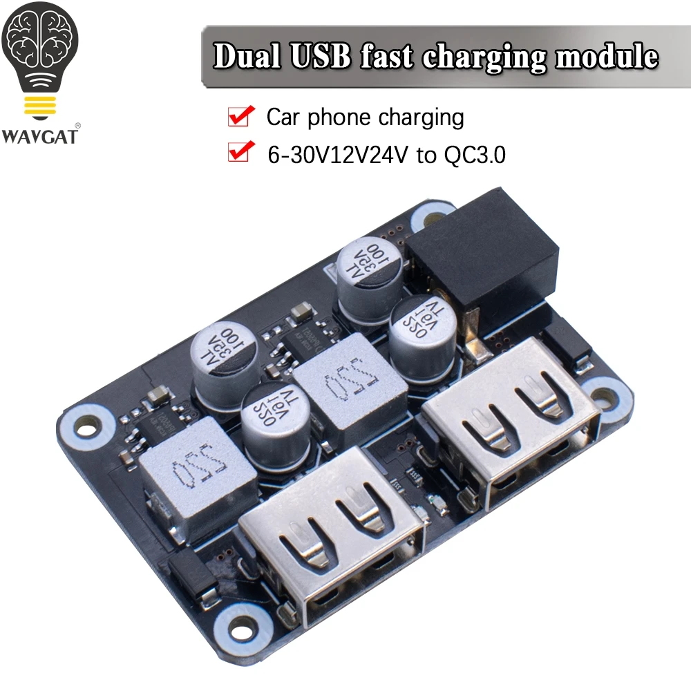 DC9V 12V 24V to 5V3A DC-DC buck module Dual USB output charging module for on-board buck module bare board without fast charge