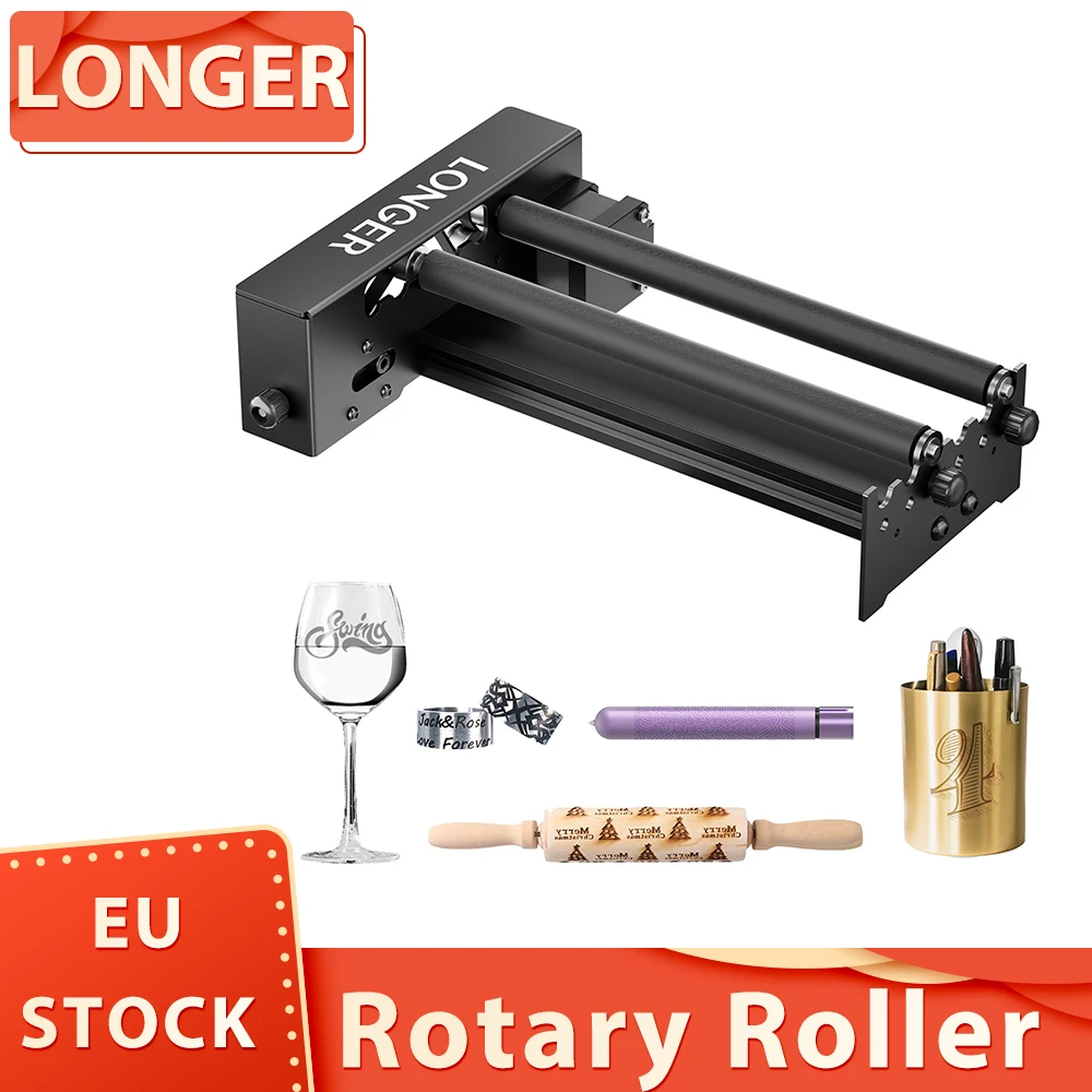 LONGER Laser Engraver Y-axis Rotary Roller, 360° Rotation, Adjustable 6-300mm Diameters