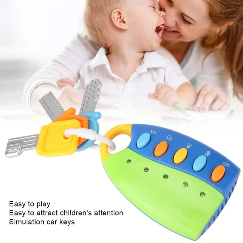Simulazione Serratura a chiave per auto elettrica Giocattolo educativo precoce per bambini Bambino con musica blu