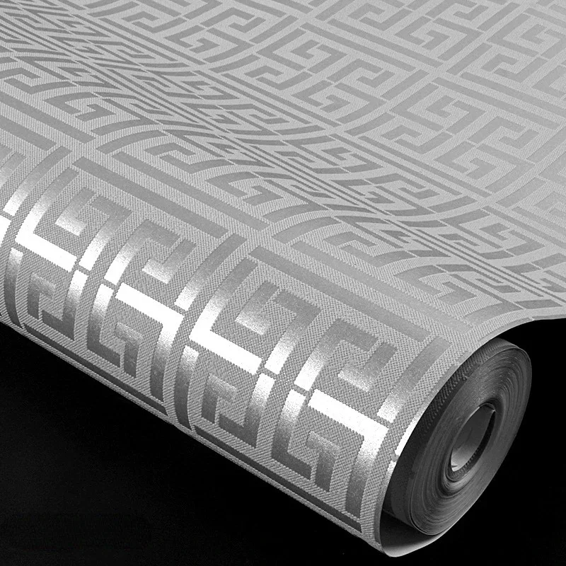 

Grey Silver Black And White Modern Geometric Lattice Embossed Texture 3D Wallpaper Hotel Study Background Decor 0.53*9.5m