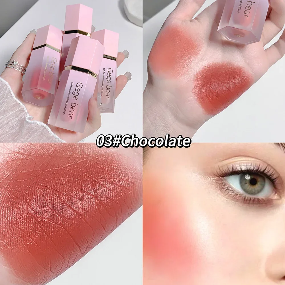 Gege Bear Liquid Blush Cream 6 Colors Smooth Velvet Matte Pink Blusher Natural Easy To Smudge