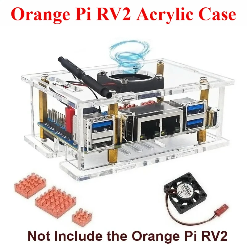 

Акриловый корпус Orange Pi RV2, охлаждающий вентилятор, медные радиаторы, дополнительная защитная коробка, прозрачный корпус для Orange Pi RV2, одноплатный