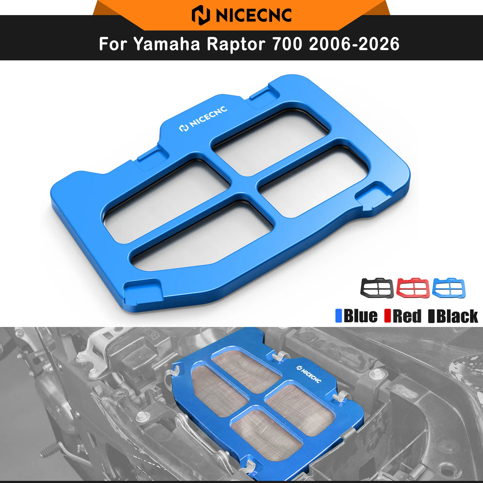 NICECNC for Raptor 700 Air Fliter Cap for Yamaha Raptor 700 2006-2023 Raptor 700R 2011-2026 Aluminum ATV Airbox Lid Cover