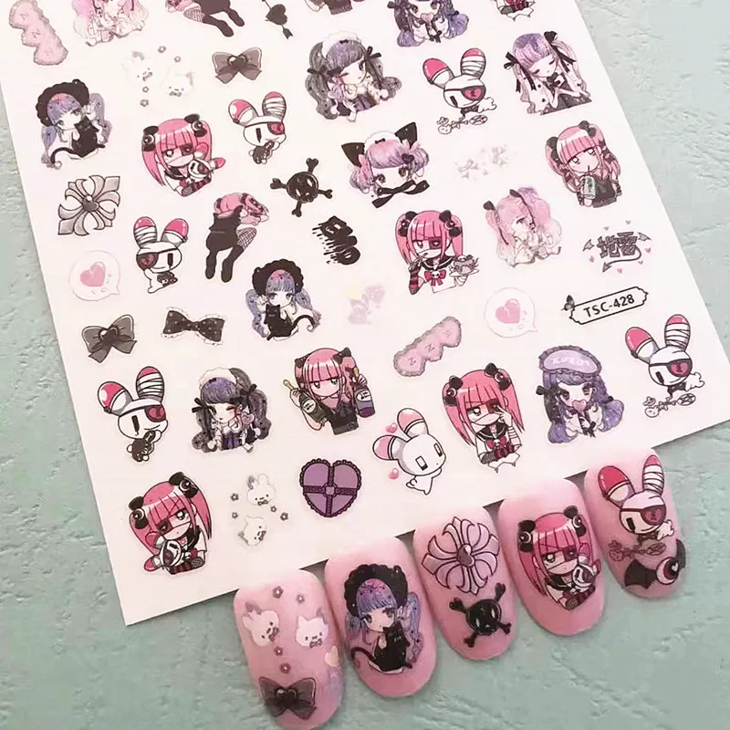 Cute Cartoon Perrty Gils Design Self Adhesive Back Glue Decal Stamping DIY Decoration Tips Nail Stickers TSC 428