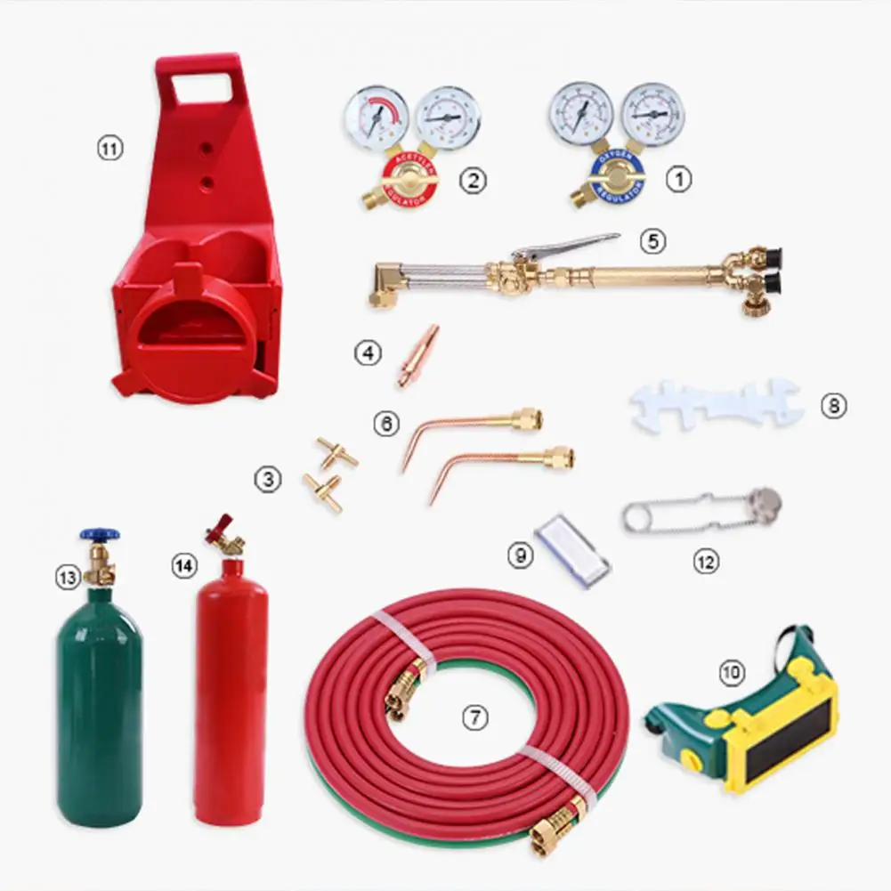 Welder Welding Torch Kit Long Pipe Brass Nozzle Gauge Oxygen Acetylene, Gas Cylinder Welding Cutting Torch Set Soldering