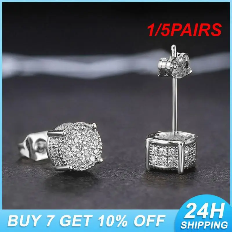 1/5PAIRS Portable Stud Earrings Temperament Beauty And Health Small Hao Shi Exquisite Decoration Beautiful Full Drill Earrings