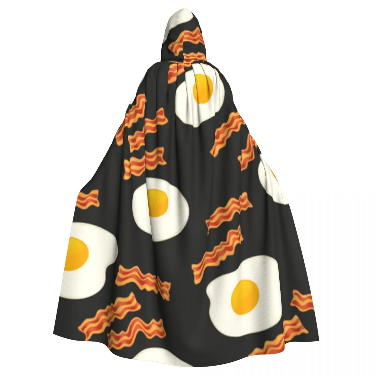 Adult Cloak Cape Hooded Bacon And Eggs Medieval Costume Witch Wicca Vampire Elf Purim Carnival Party