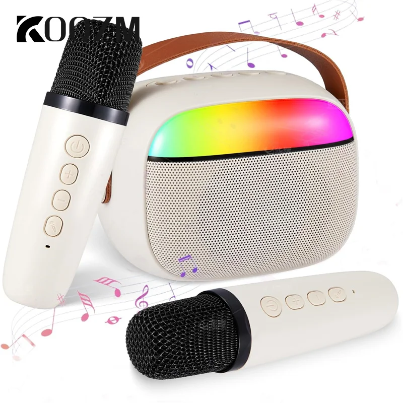 Комплект для караоке-машины, портативная Bluetooth-колонка с 2 беспроводными микрофонами для дома и улицы