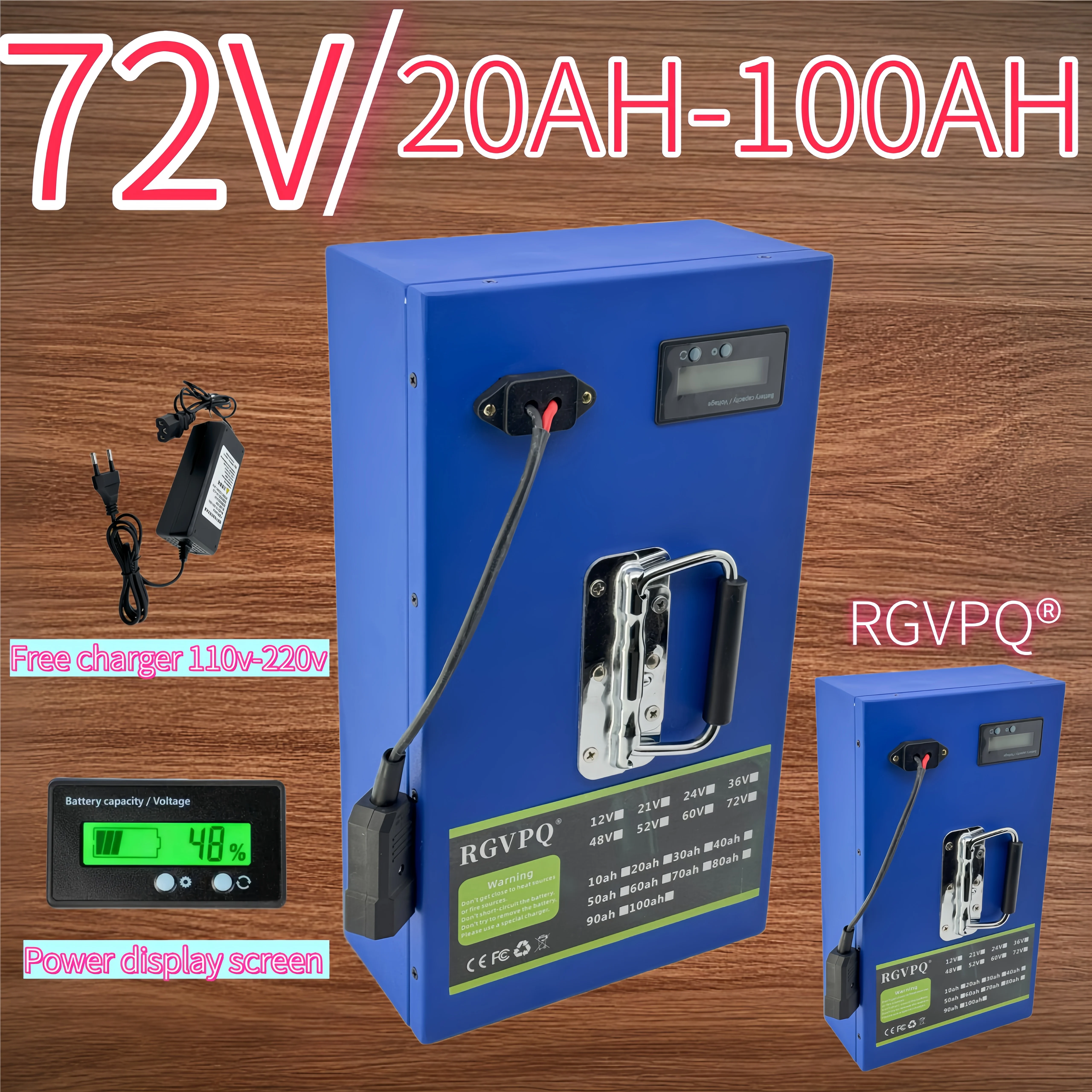 

Air freight, fast shipping, 72V20AH100AH, 18650 lithium-ion battery, built-in BMS protection, suitable for equipment below 3000W