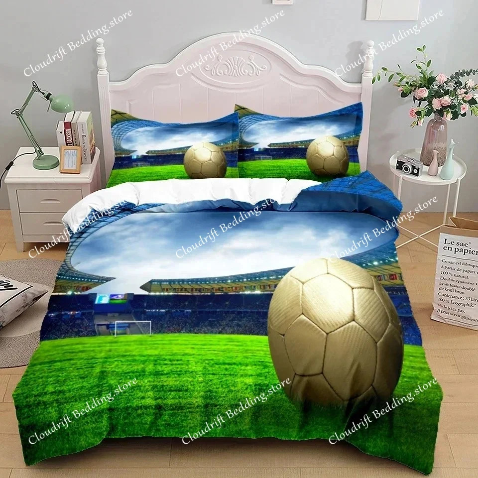 Football Duvet Cover Set 3D Soccer Printed Boys Teens Bedding Set Sports Theme Double Queen King Size Comforter Cover