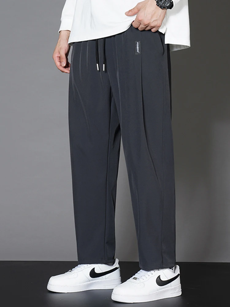 Eisseide Herren Sommer Dünn Lose Übergröße Lässige Sporthose Qui Dry Lange Hose Atmungsaktive Polyesterfaser Mittlere Taille