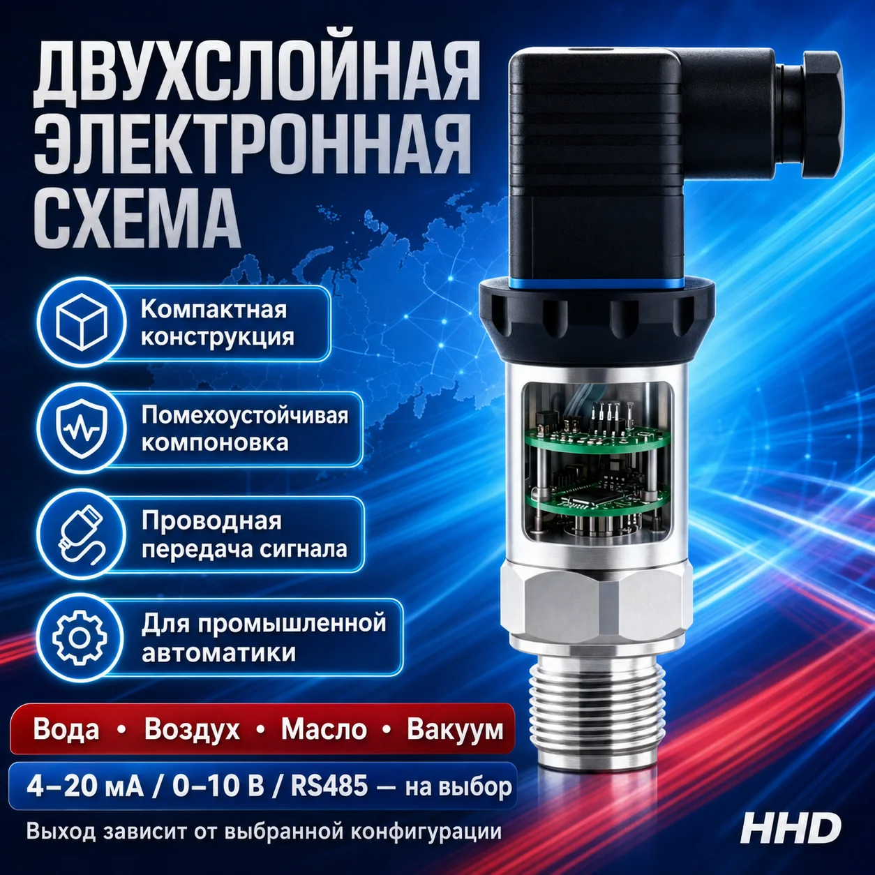 Pressure Transmitter Compact pressure sensor 4-20mA Pressure transducer RS485 Modbus RTU 1 1.6 10 MPa bar for Water Oil Air Gas