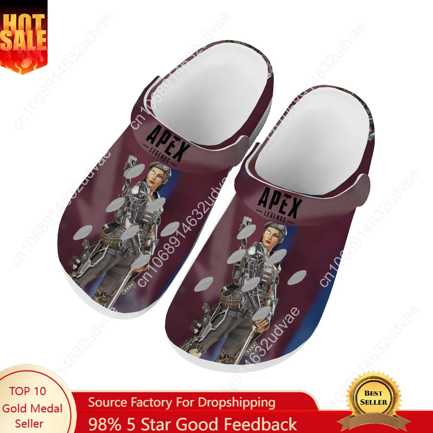 

A-Apex Legends Water Shoes Mens Womens Comfortable Fashion Home Garden Clogs Customizd Sandals Beach Breathable Hole Slippers