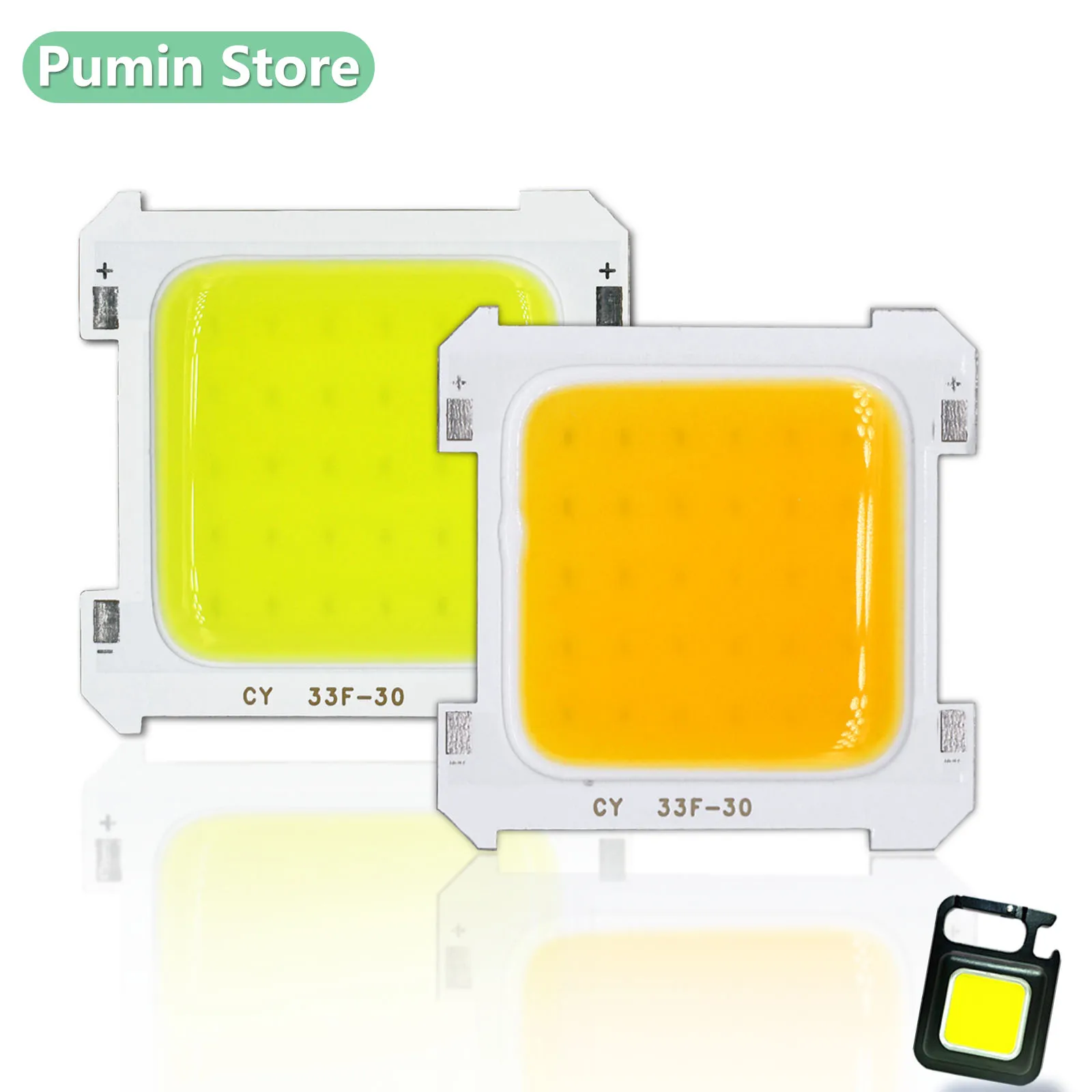 

1-100PCS LED bead 3V Strong Light Flashlight COB Easy to Carry Square White Warm Mini Keychain Camping Light Outdoor DIY