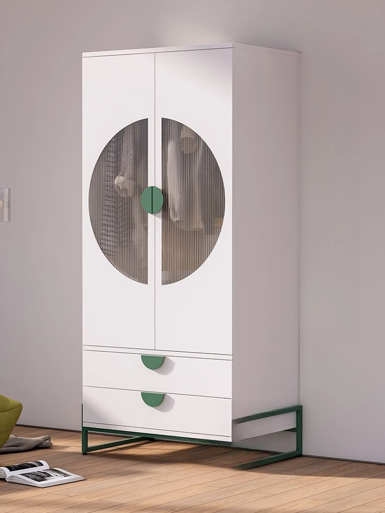 Single door narrow wardrobe, bedroom small apartment for children, storage steel frame wardrobe